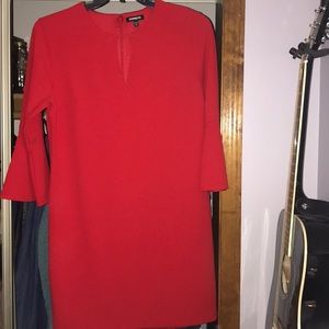 Fire Engine Red bell sleeved Express shift dress